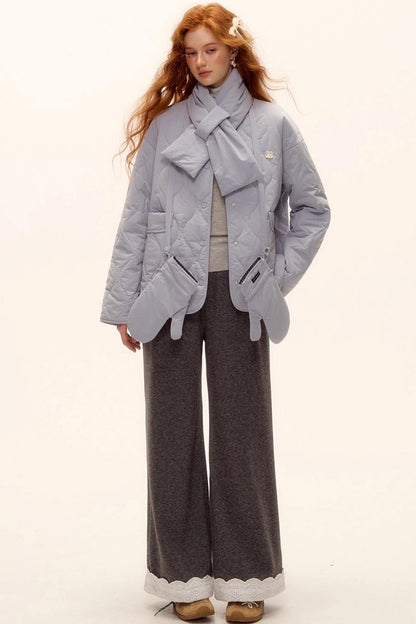 Milk Blue Plaid Cotton Jacket Set