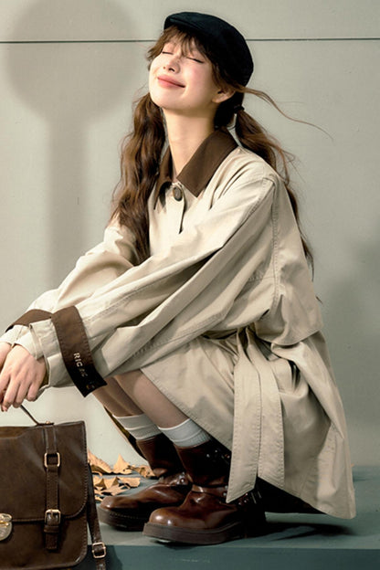 Retro Waisted Trench Coat