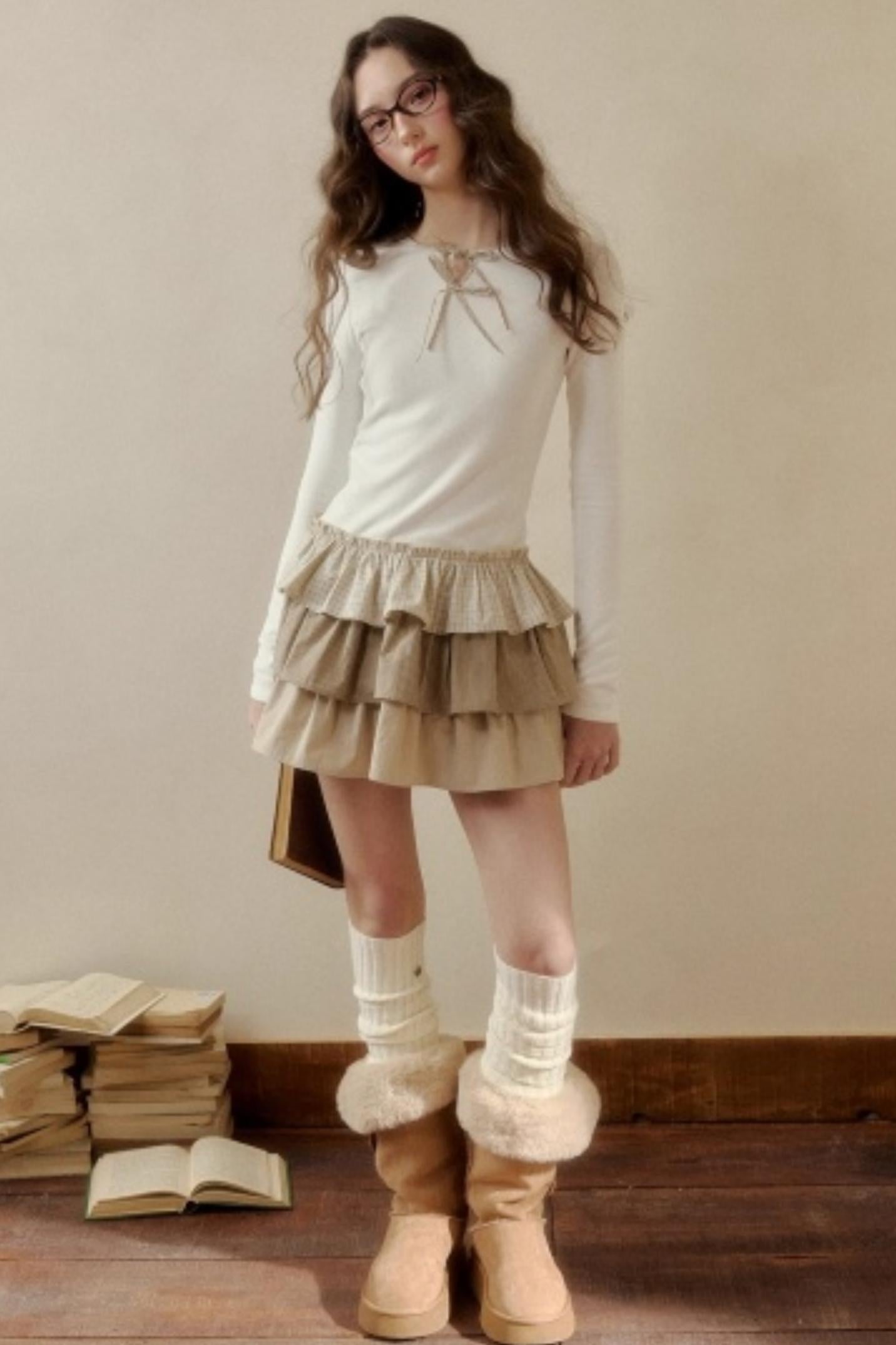 Retro Plaid Knit Tutu Skirt Dress