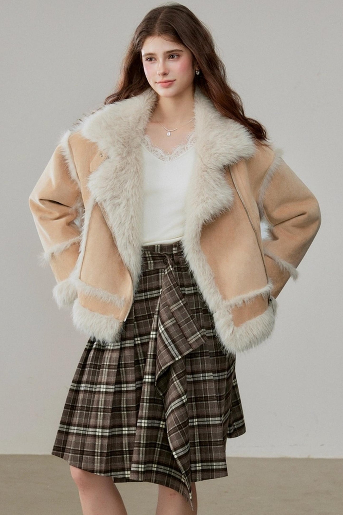 Ruffled Design Retro Plaid Skirt
