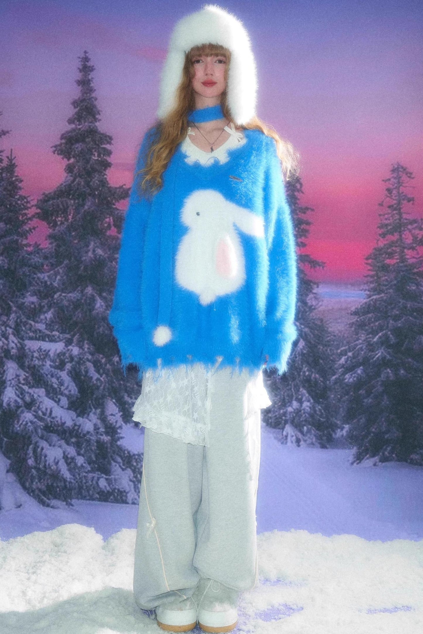 Gray Bow Wide-Leg Sweatpants