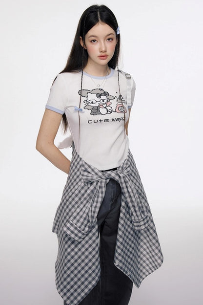 Original Cartoon Print Crop Top