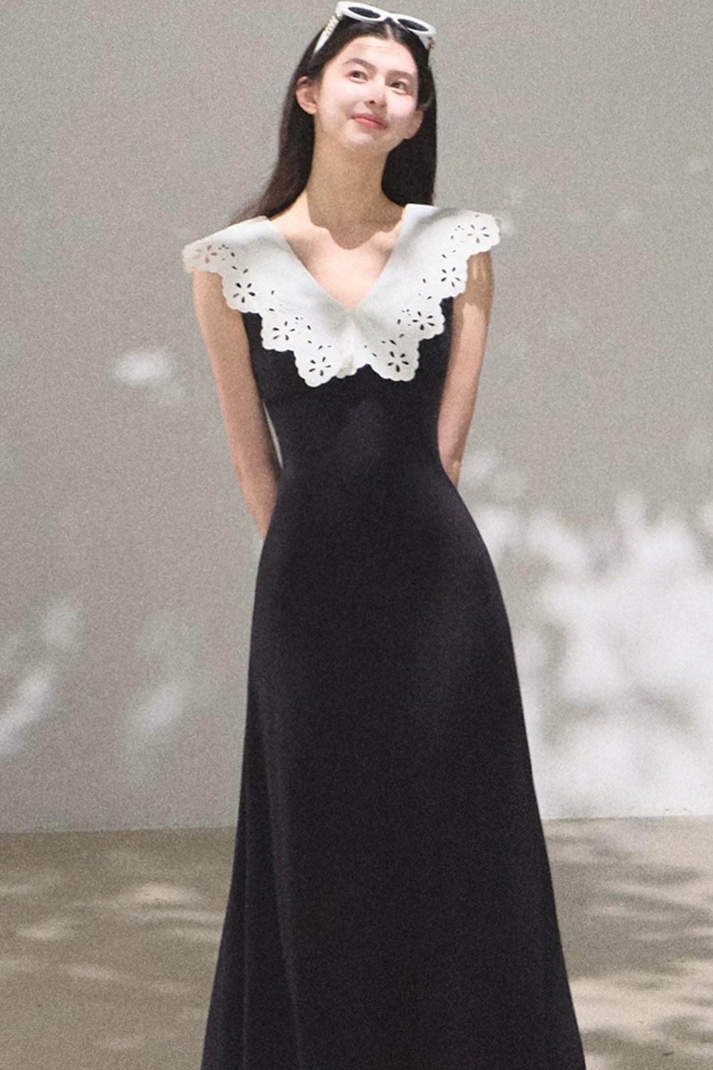 Cotton Sleeveless Backless Waist-cinching Dress