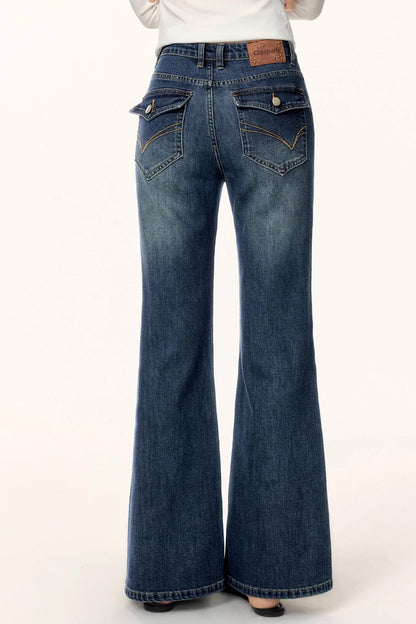 Washed Texture Flared Pants