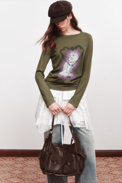 Love Cat Long-Sleeved T-Shirt