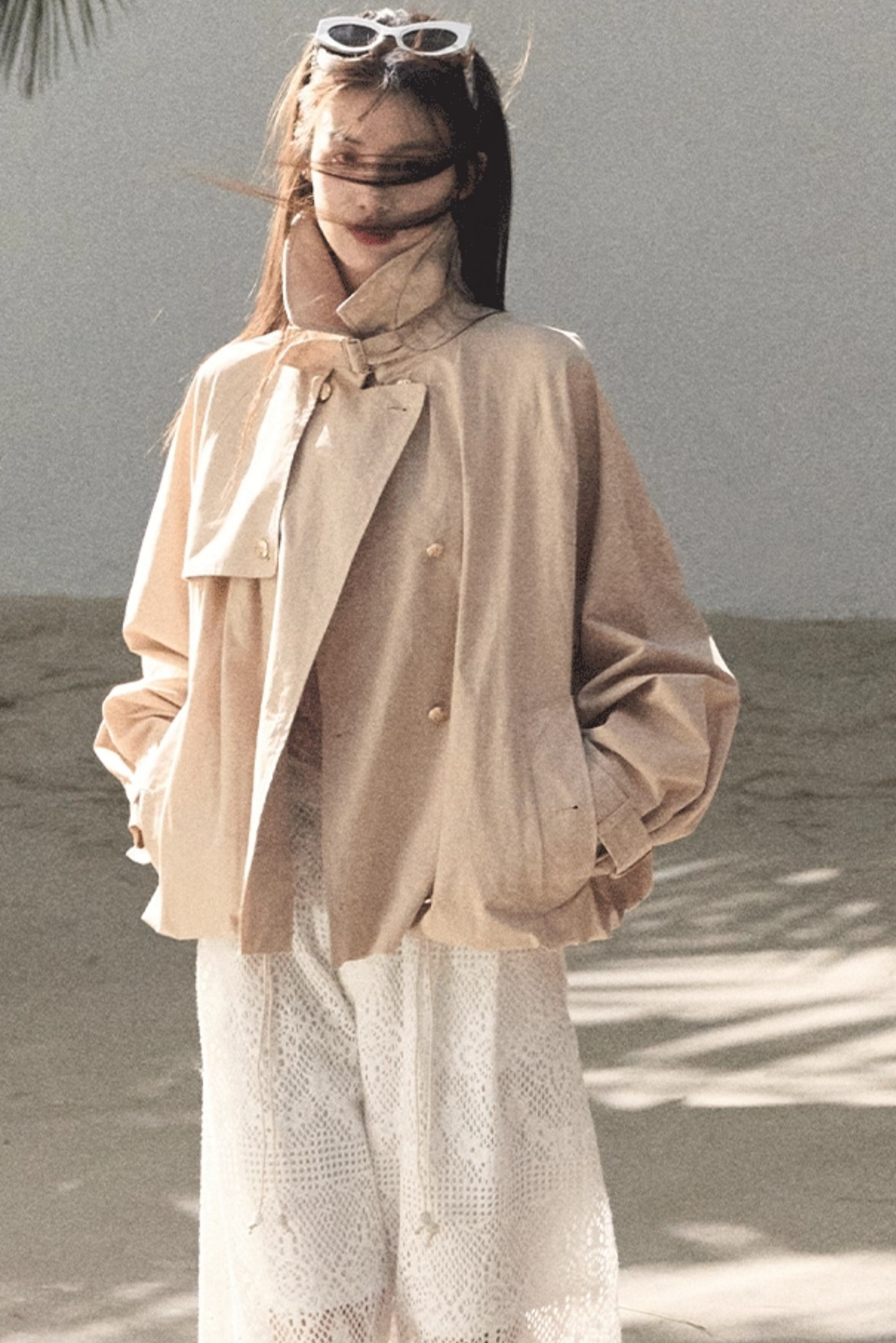 Lyocell Double-Breasted Trench Jacket