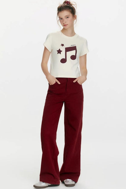 Kurzärmeliges Oberteil mit Notenprint