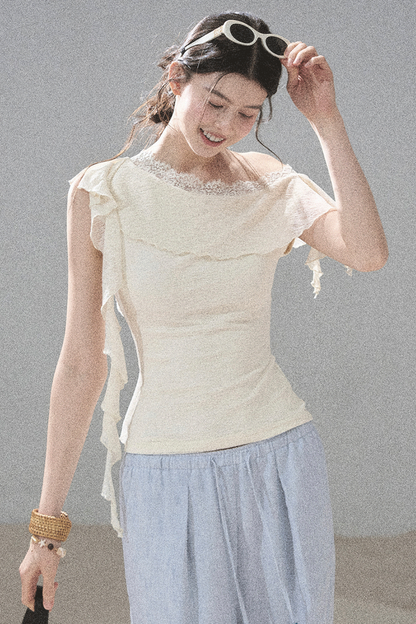 Before the Sunset Lace Off-Shoulder Top