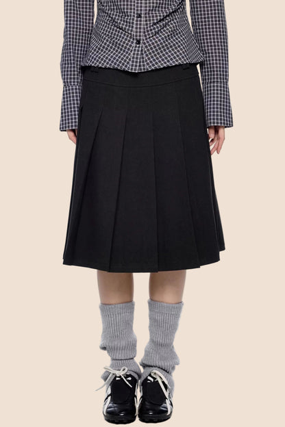 Retro Pleated A-Line Skirt