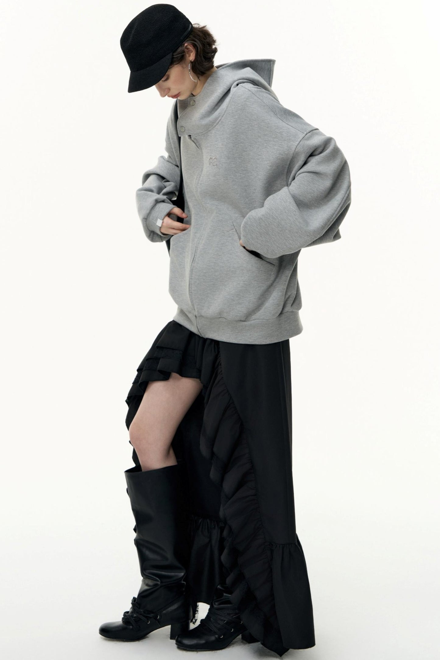 Tea Layer Hooded Cardigan Coat