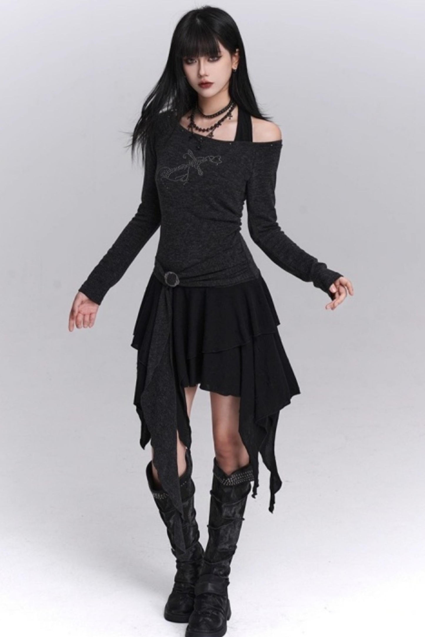 Halter Neck Off-Shoulder Dress