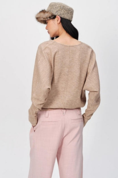 Thickened Oatmeal V-Neck Top