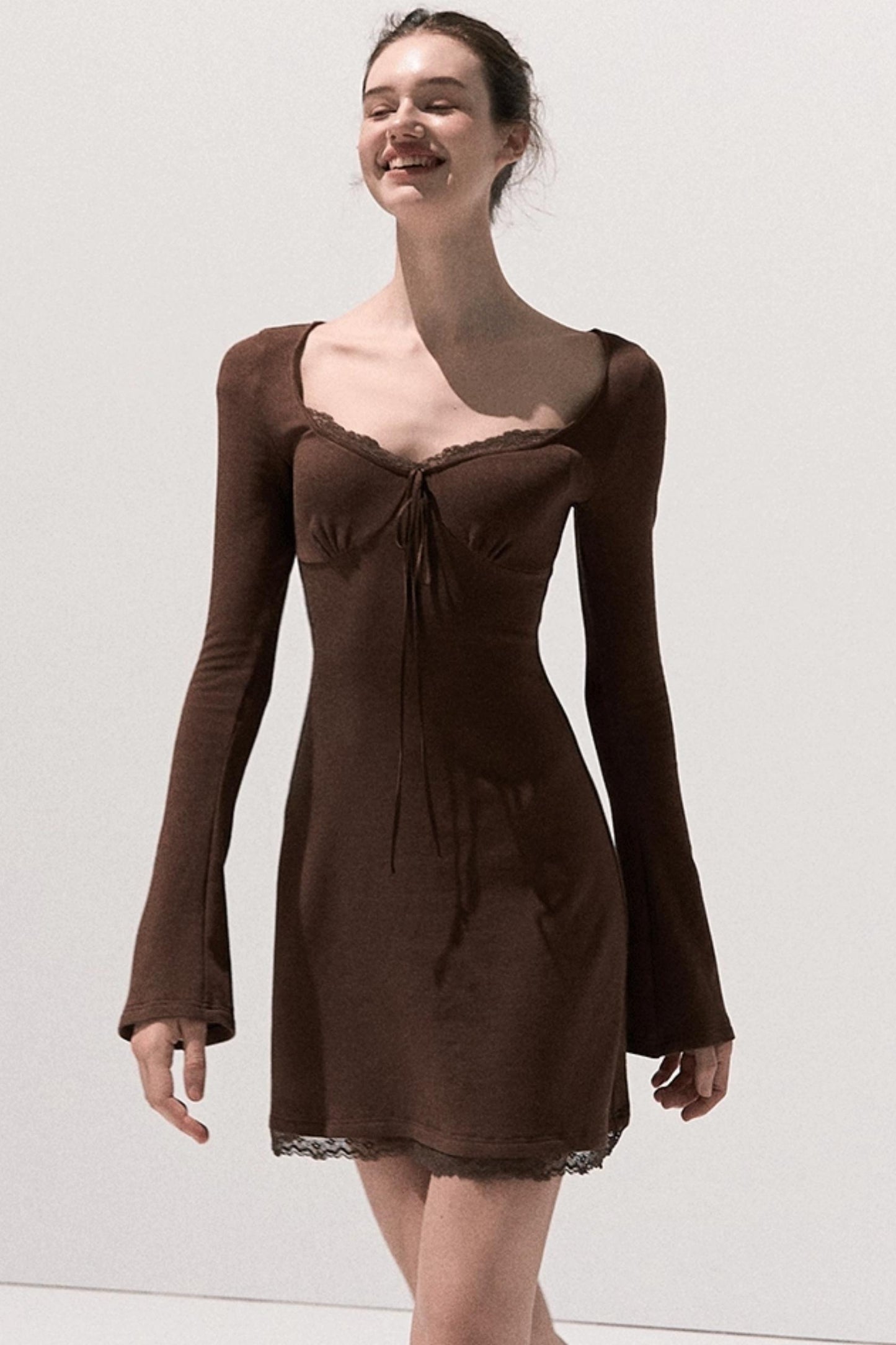 Lace Stitched Knit Waist Dress