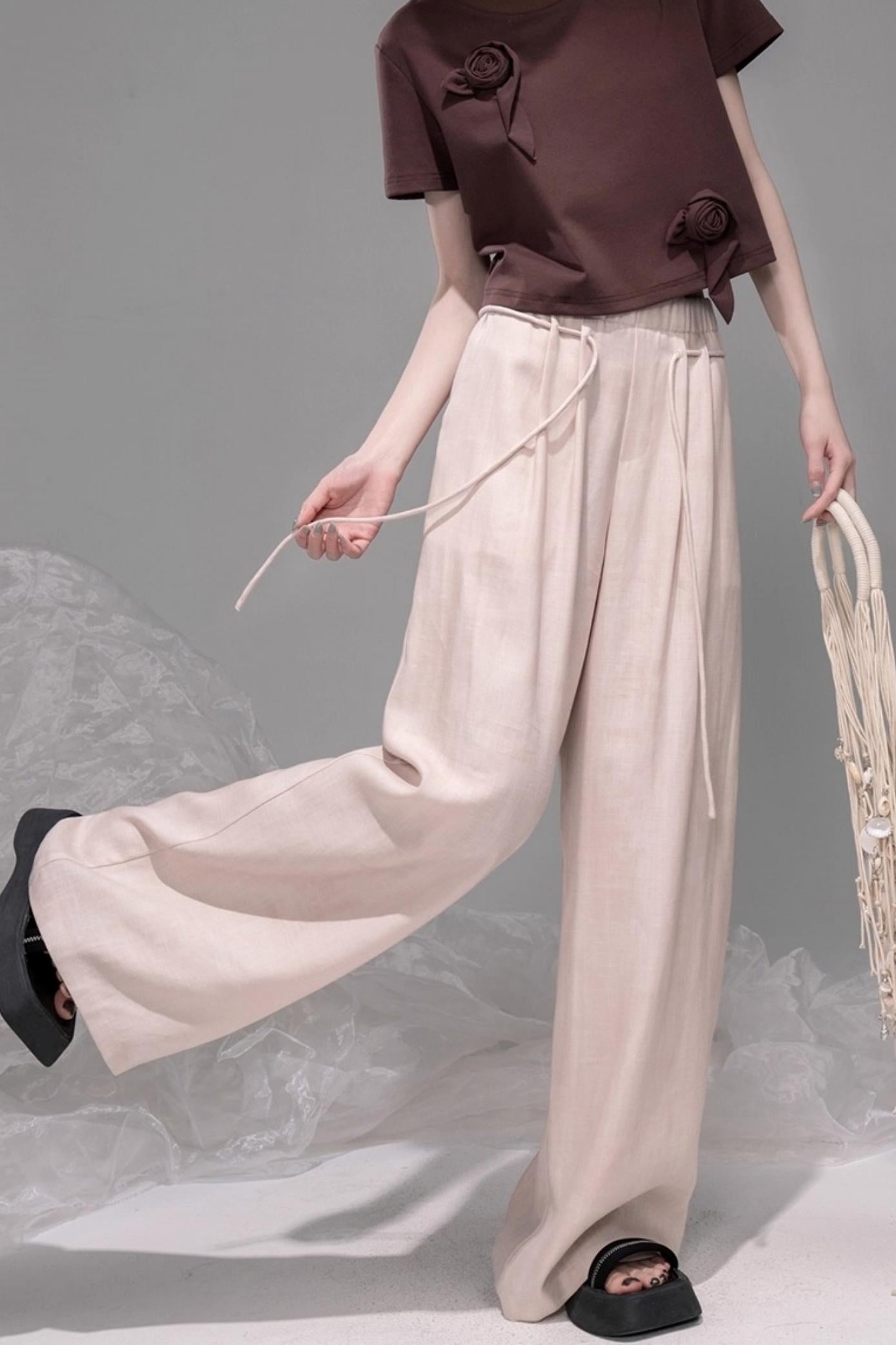 T-shirt sophistiqué bleu glace marron rose