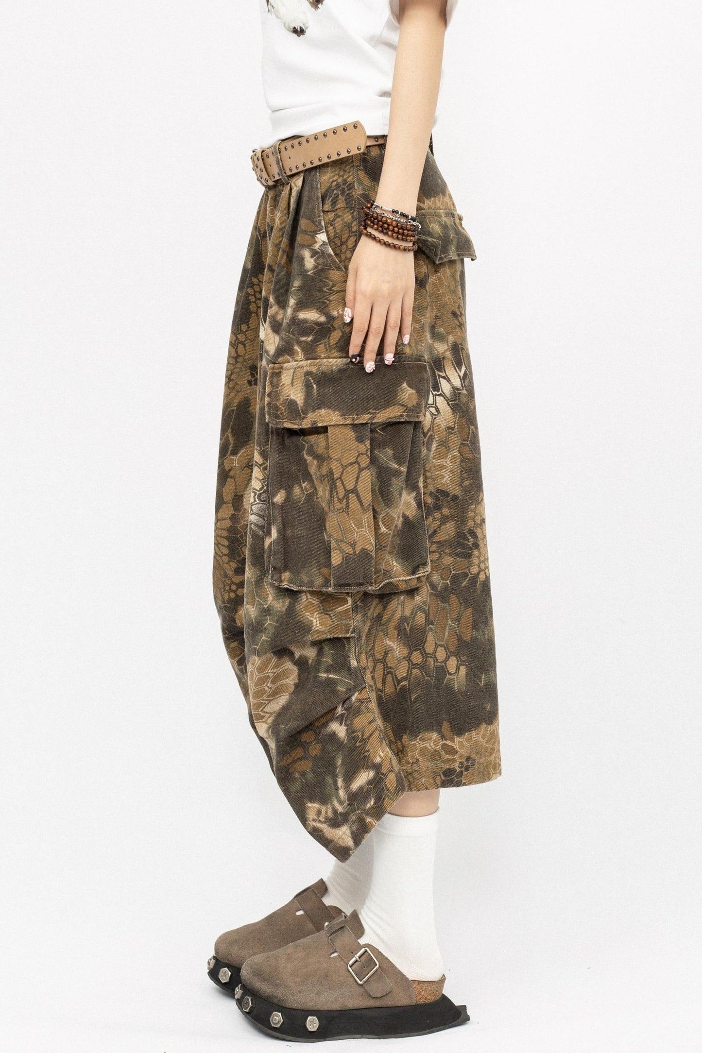 Vintage Camouflage Wide-Leg Pants
