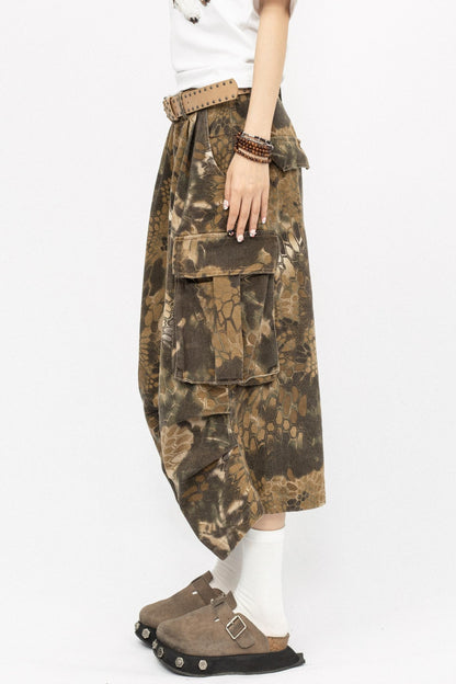 Vintage Camouflage Wide-Leg Pants