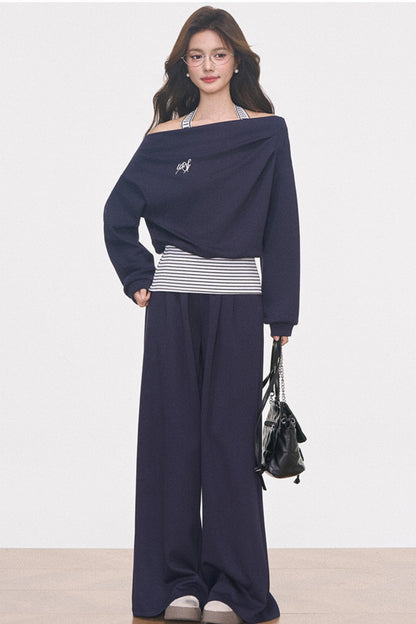 Gray Knitted Sporty Suit Set-Up