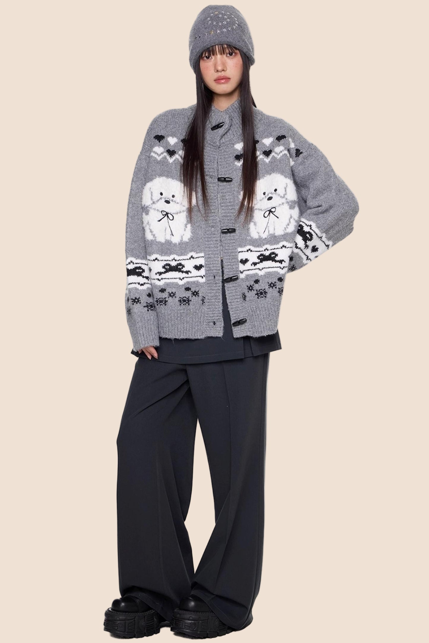 Vintage Dog Knit Cardigan Sweater