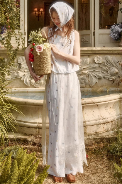 Linen Embroidered Blouse Set-Up