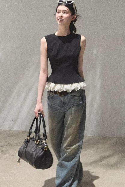 Vintage Hand-Painted Jeans Set