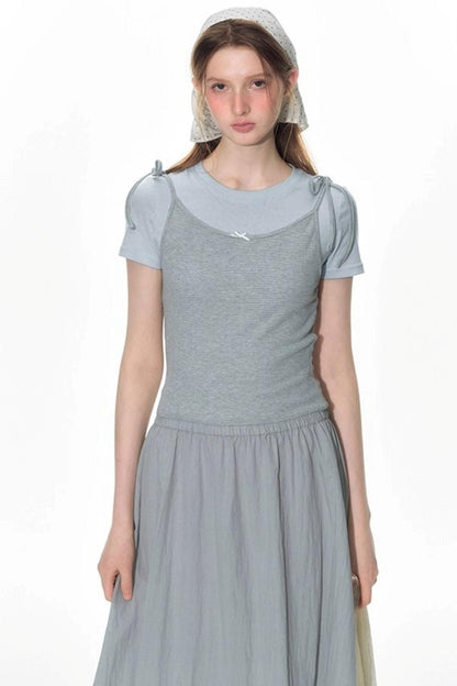 Nap Lace Stitched Short Sleeve T-Shirt Set