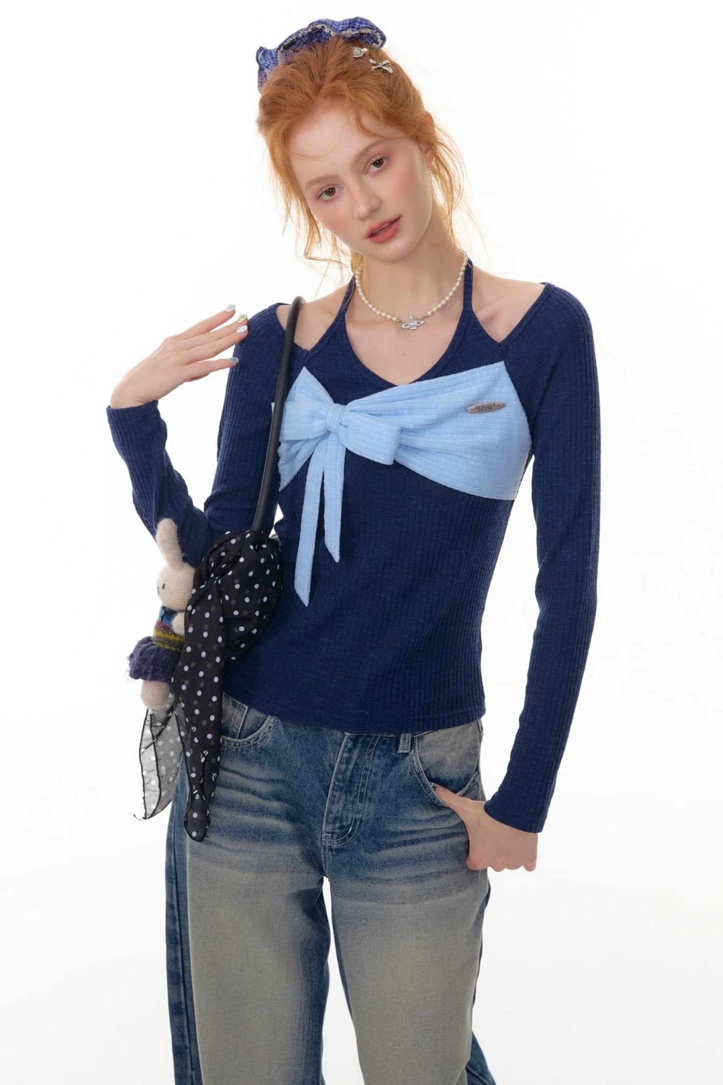 Patchwork Halterneck Knitted Top