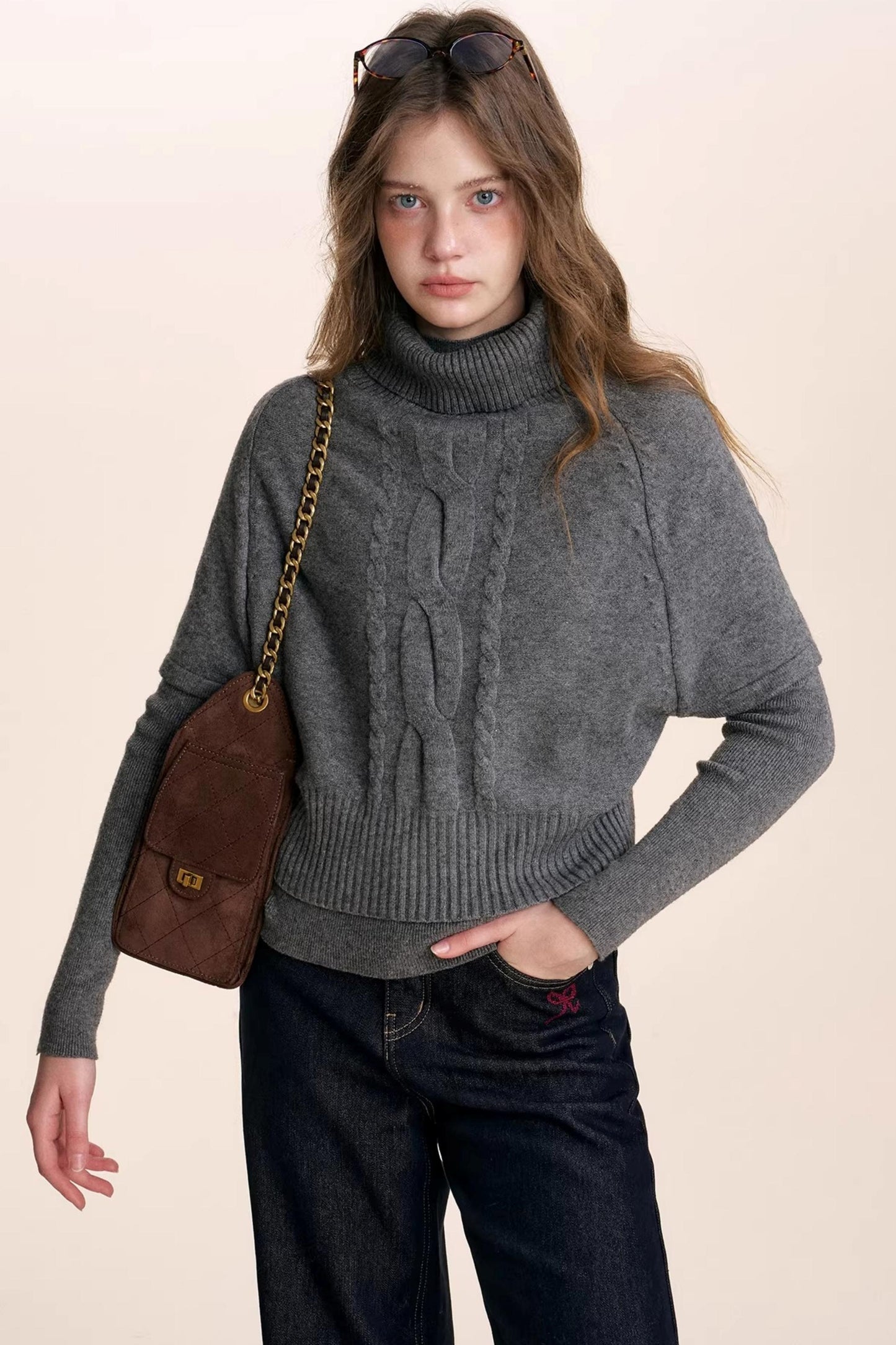 Winter Knit Turtleneck Sweater Set-Up