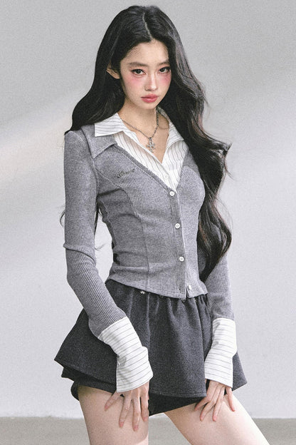 Slimming Long-Sleeved Knitted Top