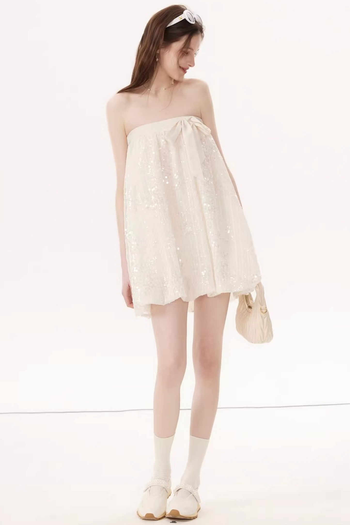 Sequined Bow Skirt Suit Set-Up