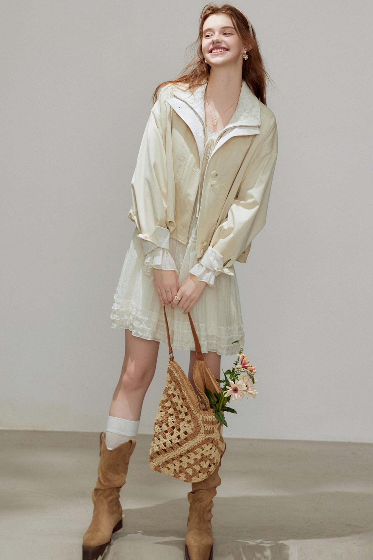 Lace Autumn Trench Coat