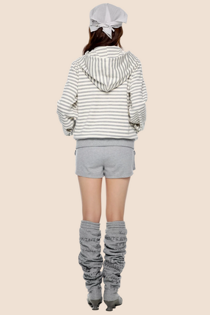 Striped Hooded Cardigan Jacket