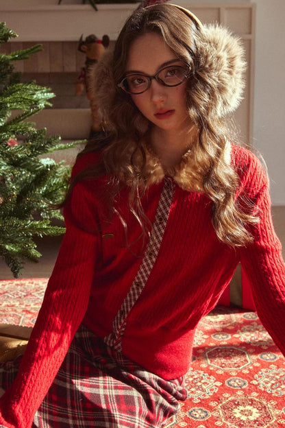 Rétro Reindeer À carreaux Pull