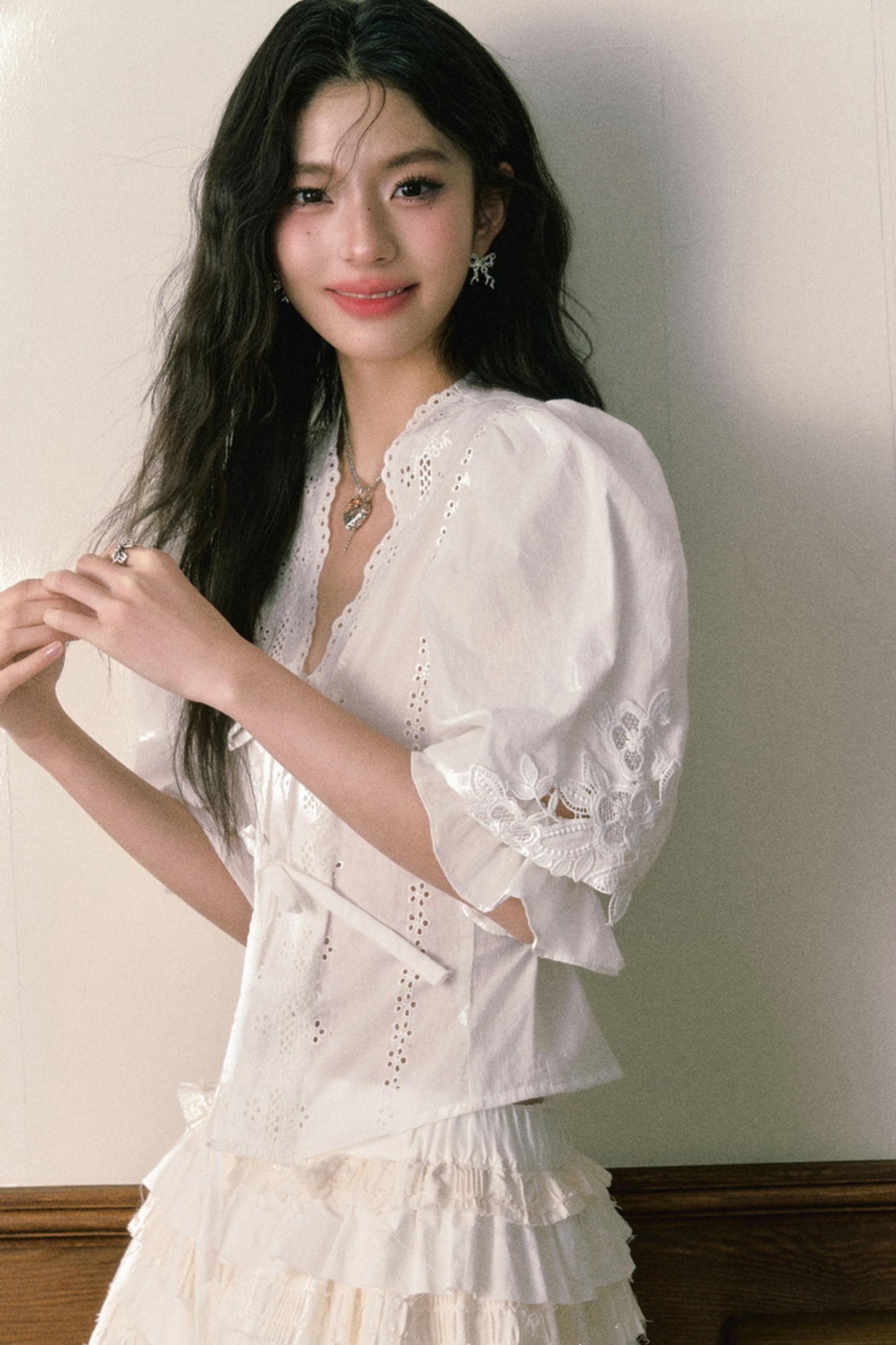 Bubble Sleeve Two Piece Cake Skirt Set-Up