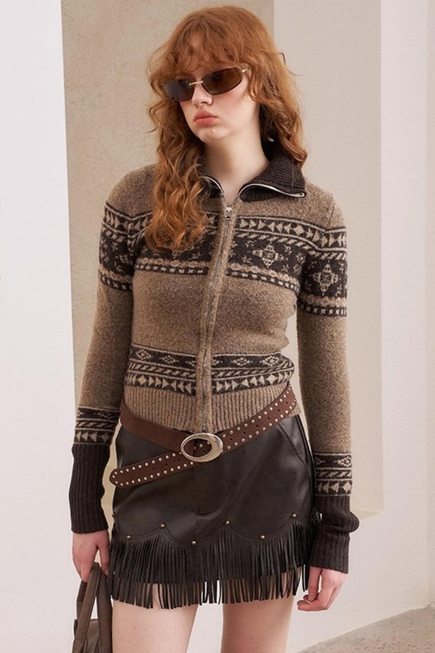 Fair Isle Jacquard Knitted Cardigan