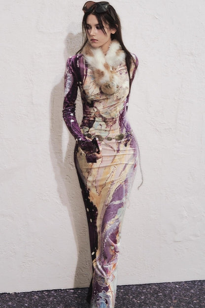 Multi-Colored Fur Ball Scarf