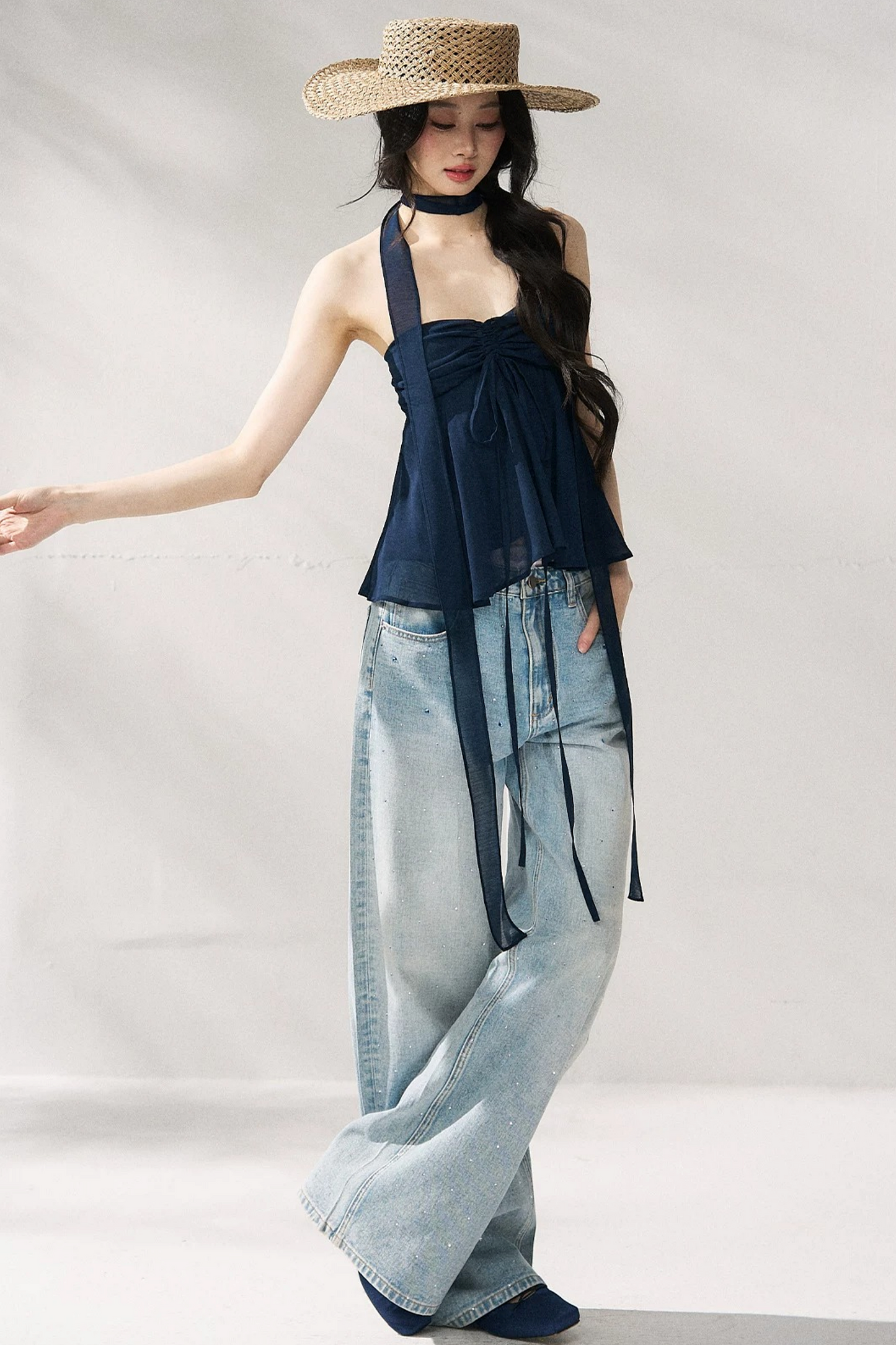 Two-Tone Halter Tube Top