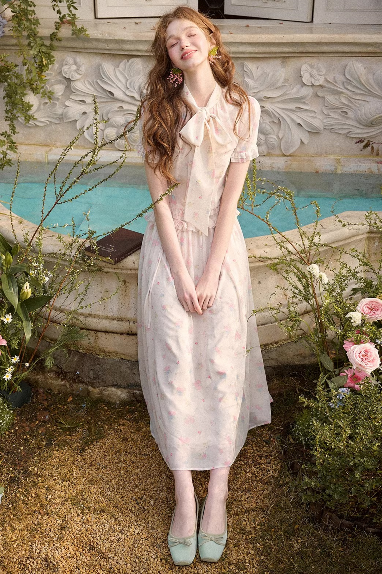 Mediterranean Print Chiffon Skirt Set-Up