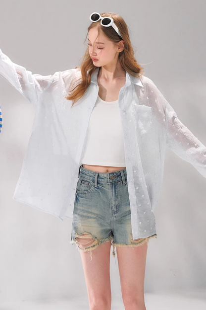 Camisa de encaje con lunares