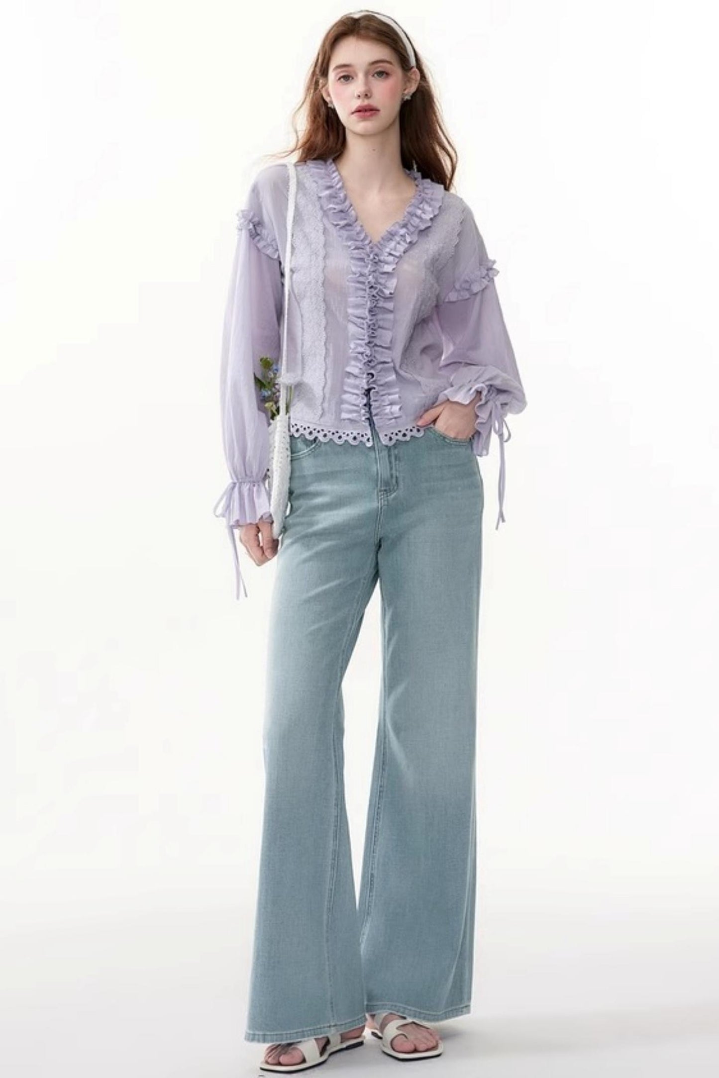 Chic Bubble Sleeve Shirt & Skirt Set-Up