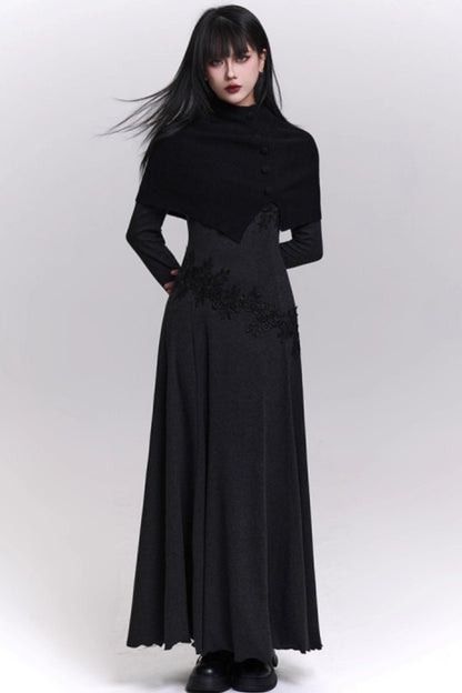 Gray Off-Shoulder Knitted Dress