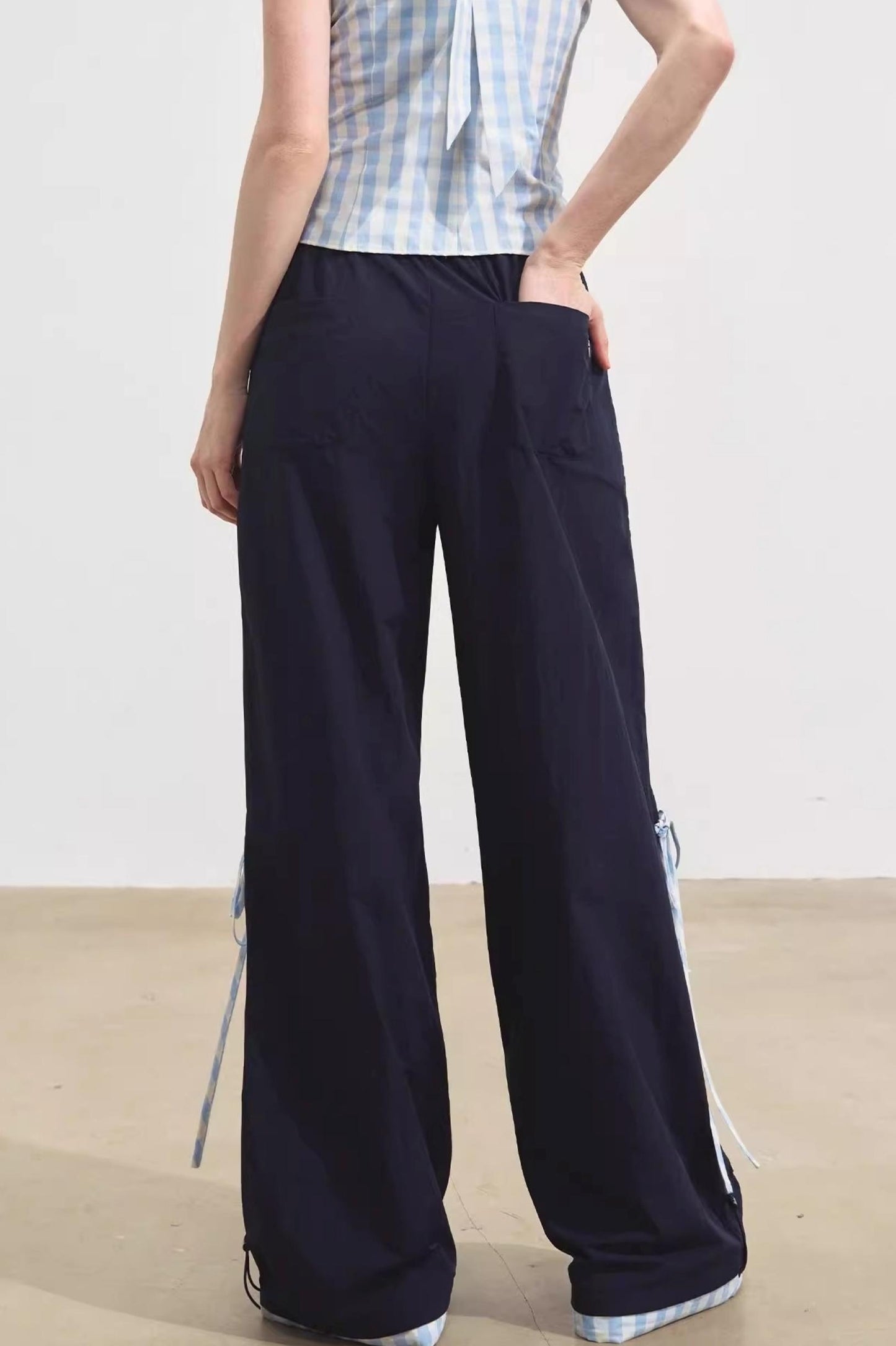 Floral Patchwork Plaid Trousers