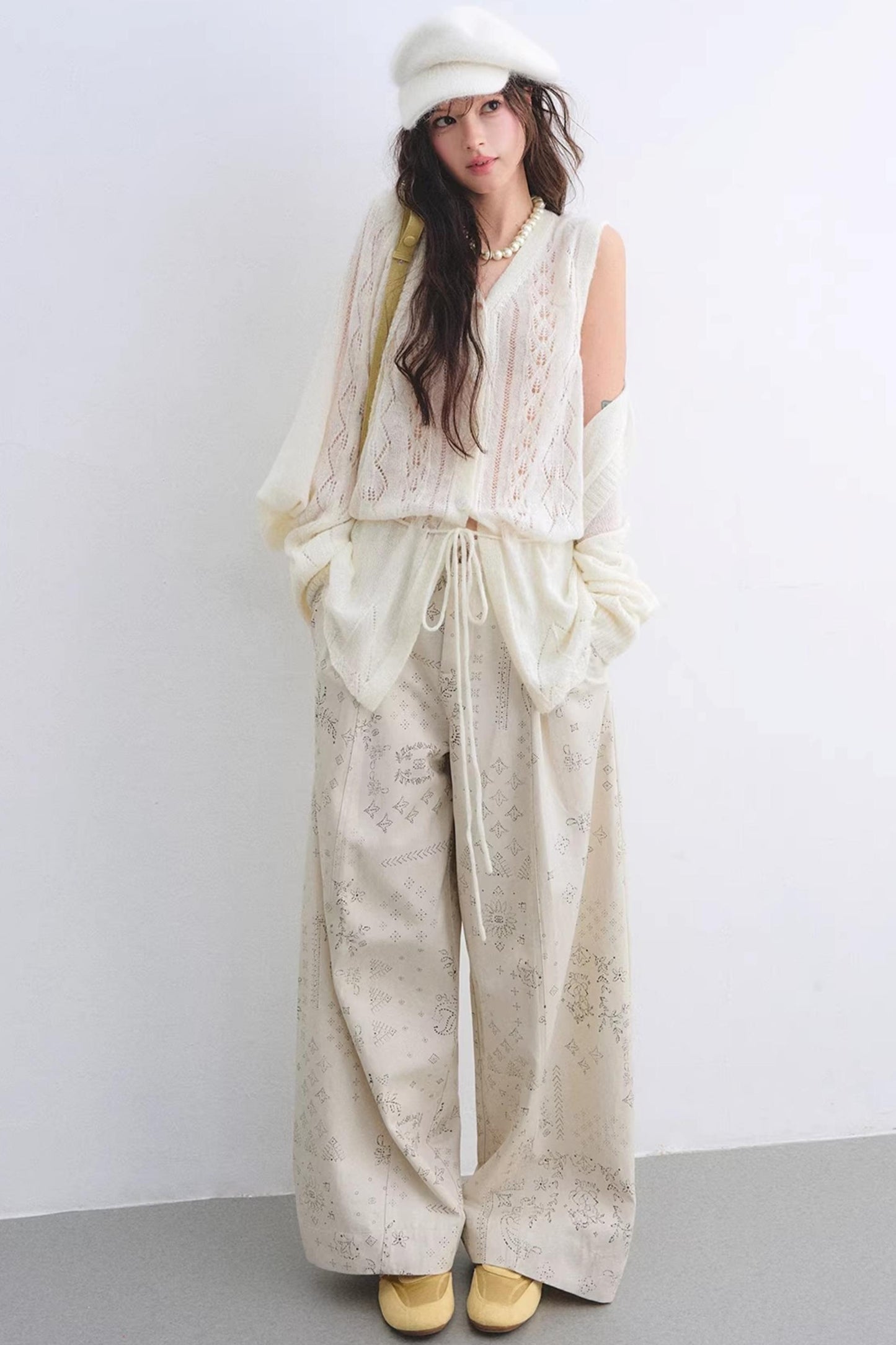 Lyocell Paisley Wide-Leg Pants