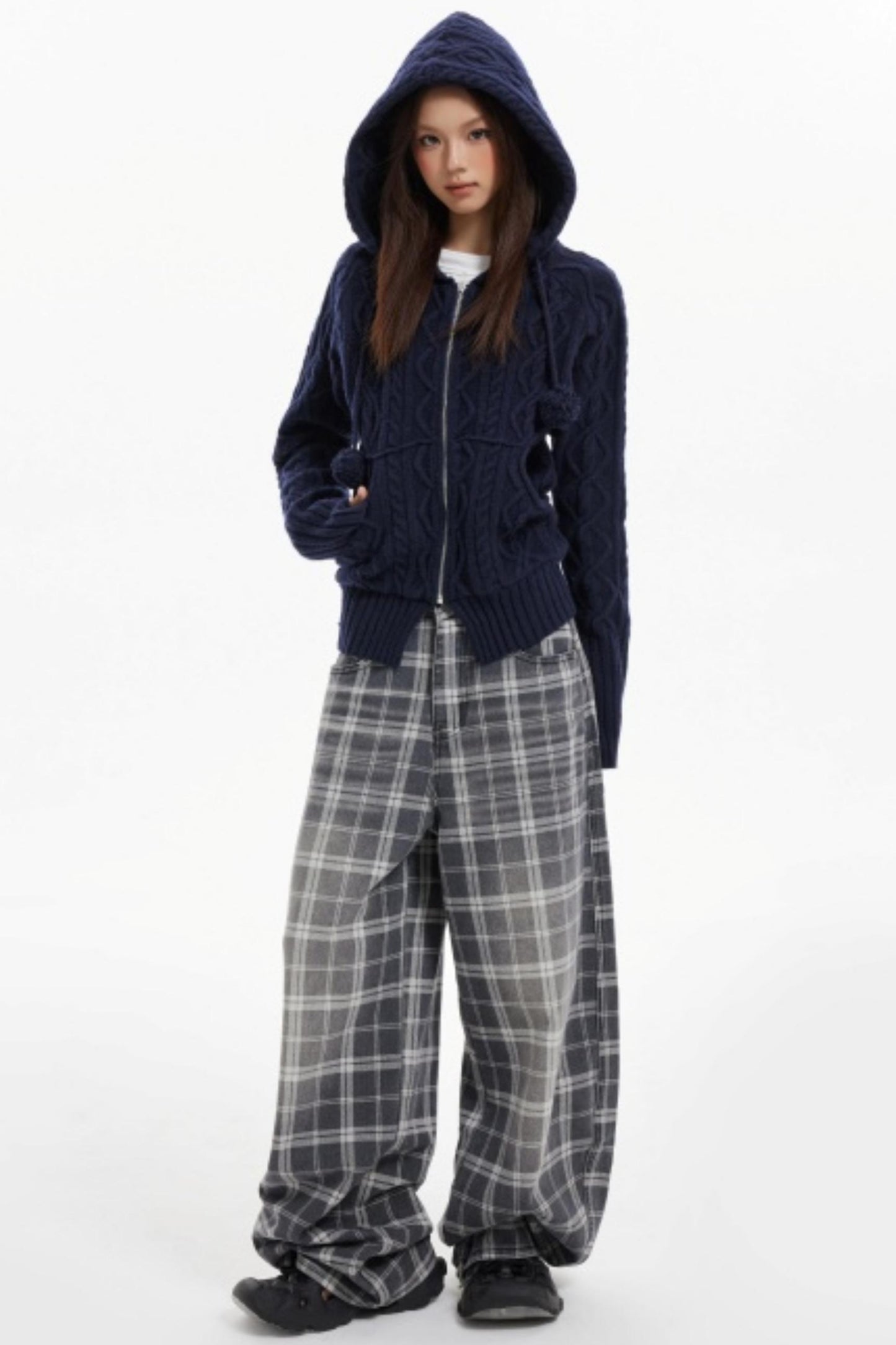 American Check Scimitar Wide-leg Pants