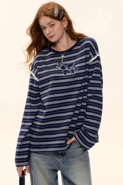 Striped Color-Blocked Crew Sweater
