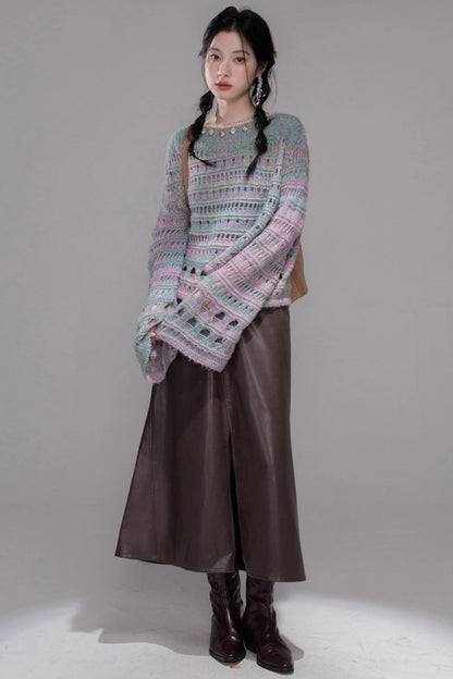 Sea Foam Wool Knit Pullover Top