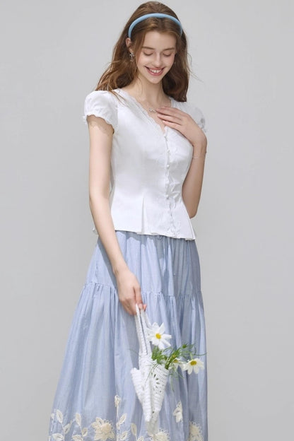 White V-Neck Slimming Shirt