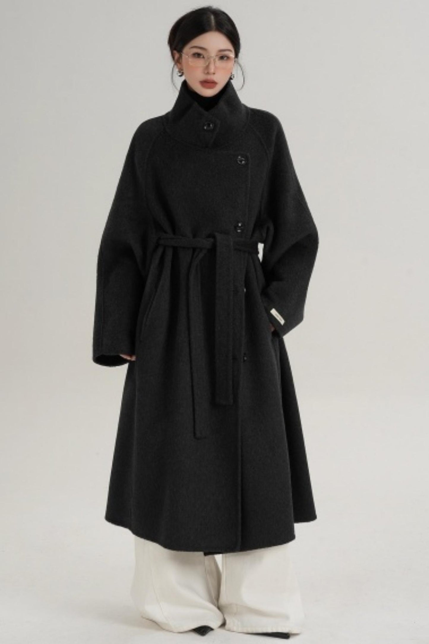 Elegant Charcoal Wool Coat