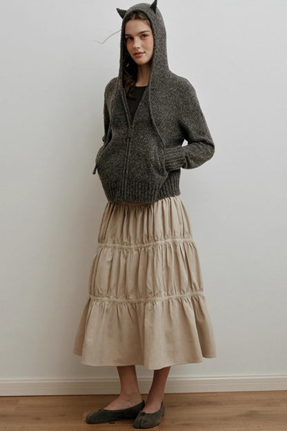Sunset Suede Spliced Belt Umbrella Skirt