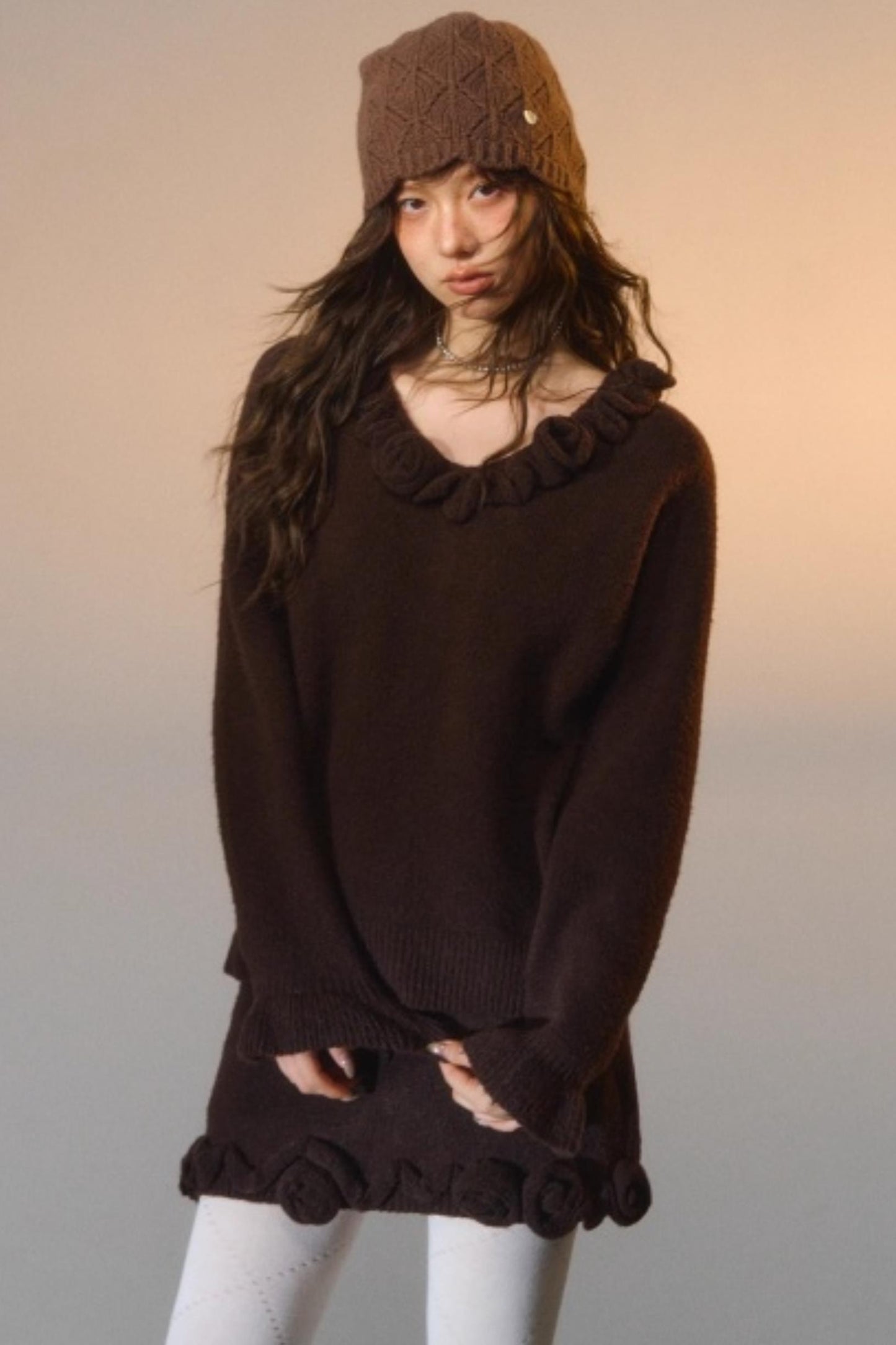 Stereo Rose Knit Sweater Set-Up