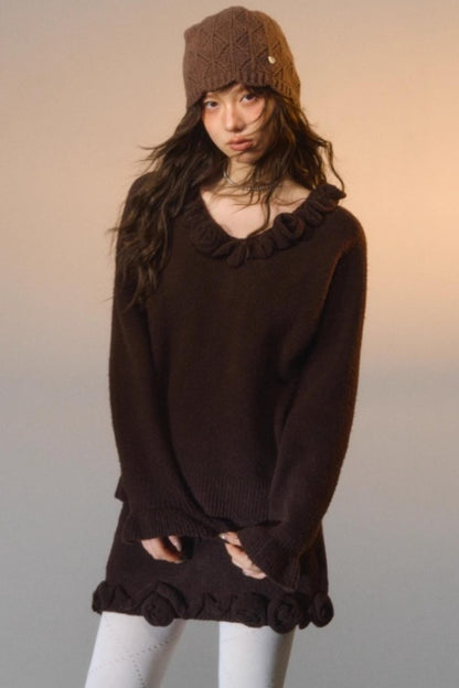 Stereo Rose Knit Sweater Set-Up